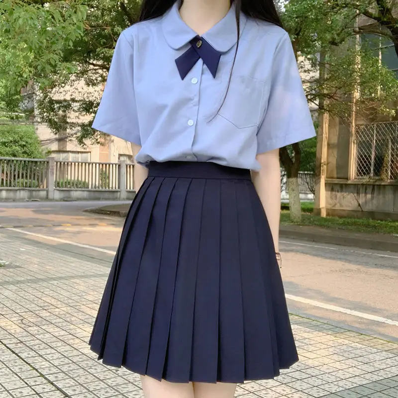 Jk Uniform Full Set Basic Uniform Solid Color Shirt Suit School Pleated Skirt Female Summer College Skirt