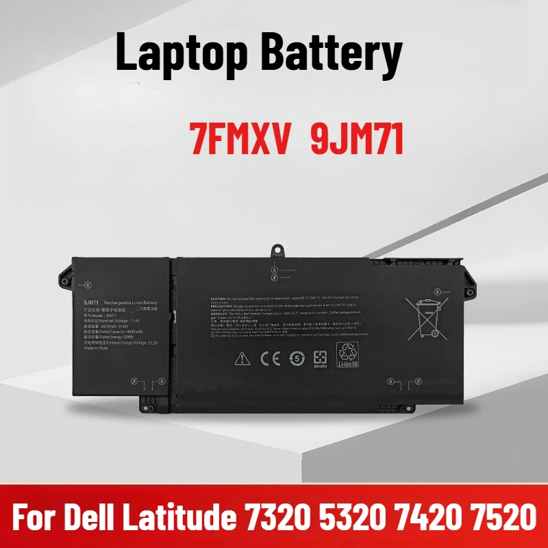 

For Dell Latitude 7320 5320 7420 7520 9JM71 Laptop Battery 7FMXV 9JM71