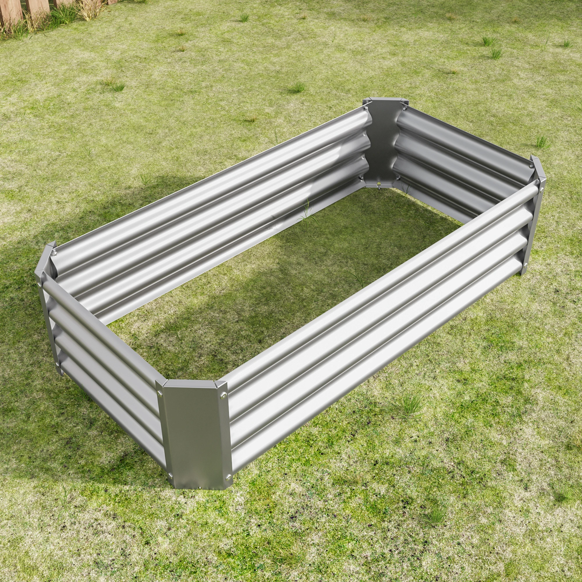

Metal Raised Garden Bed, Rectangle Raised Planter 4×2×1ft for Flowers Plants, Vegetables Veezyo Silver