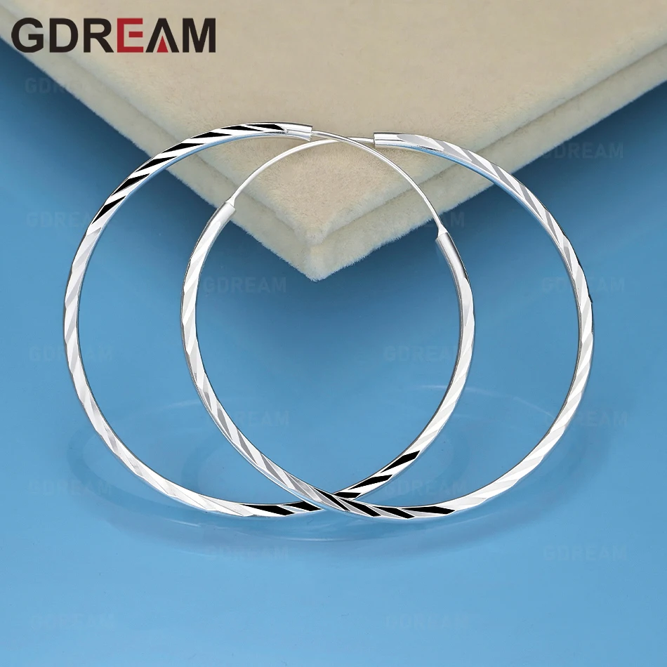 

GDREAM 925 Sterling Silver 35mm/50mm Round Hoop Earrings For Women, Vintage Accessories, Gifts, Jewelry