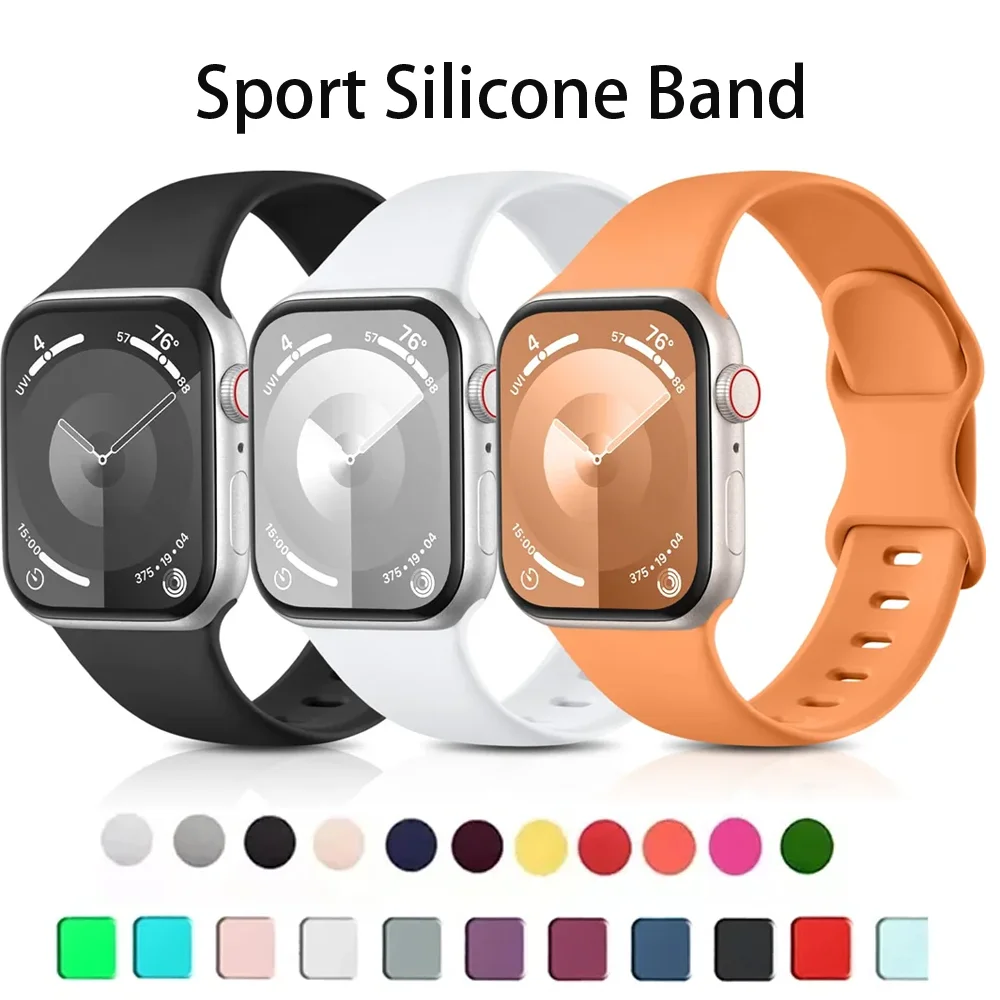 Silicone band For Apple Watch Strap 44mm 40mm 45mm 41mm 42-38mm 44 mm bracelet iwatch band series 8 7 se 3 4 5 6 9 ultra 2 49mm