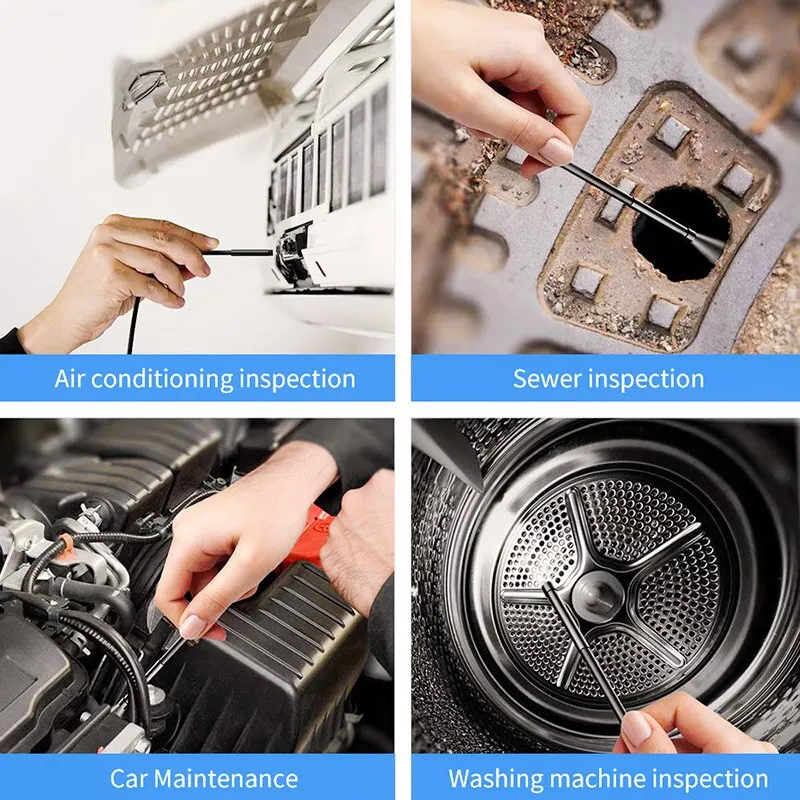 Two-Way Articulating Borescope Industrial Endoscope with 8mm 6.5mm Articulated Snake Camera with Light for PC IOS Android