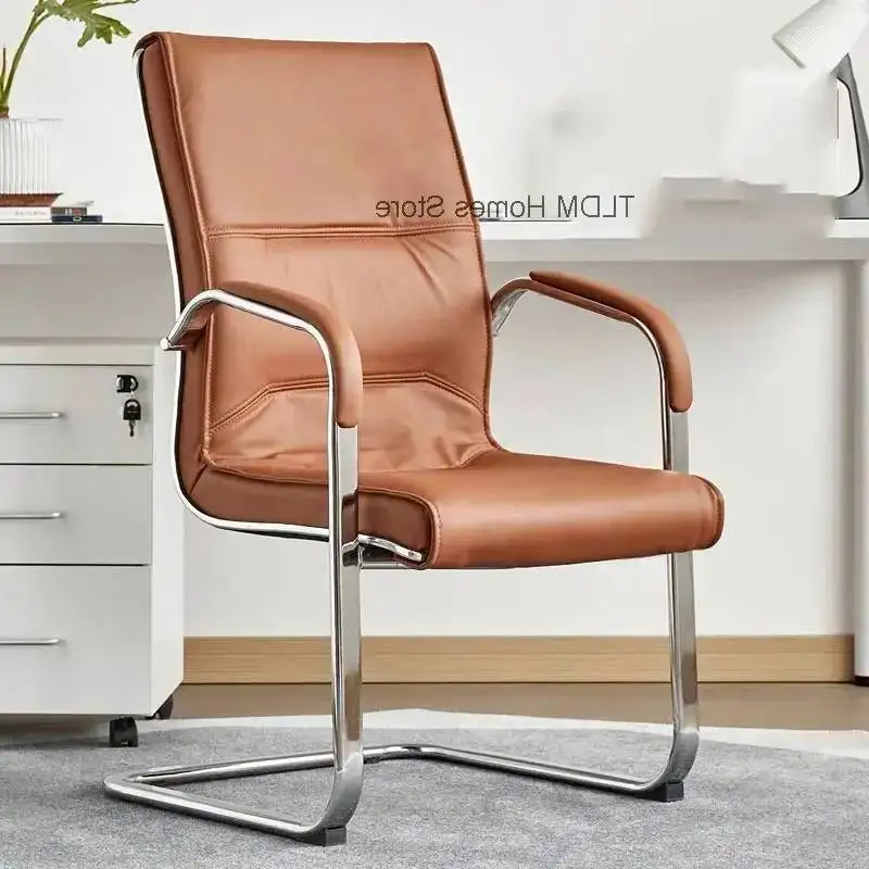 Home Office Simple Seat Chair Comfortable Bow Chair Computer Sedentary Conference Leather Chaises De Bureau Office Furniture