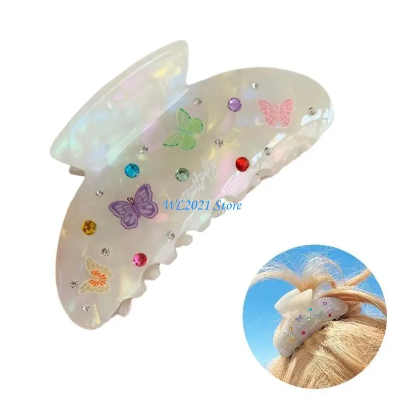 

G5GC Hair Clip for Women Princess Barrettes Colorful Crystals Elegant Hair Jaw Clip
