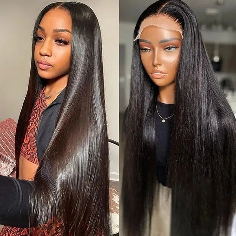 220% Density 13x6 HD Transparent Straight Lace Frontal Wigs Human Hair Remy 30 34 inch 13x4 Straight Lace Front Wigs for Women