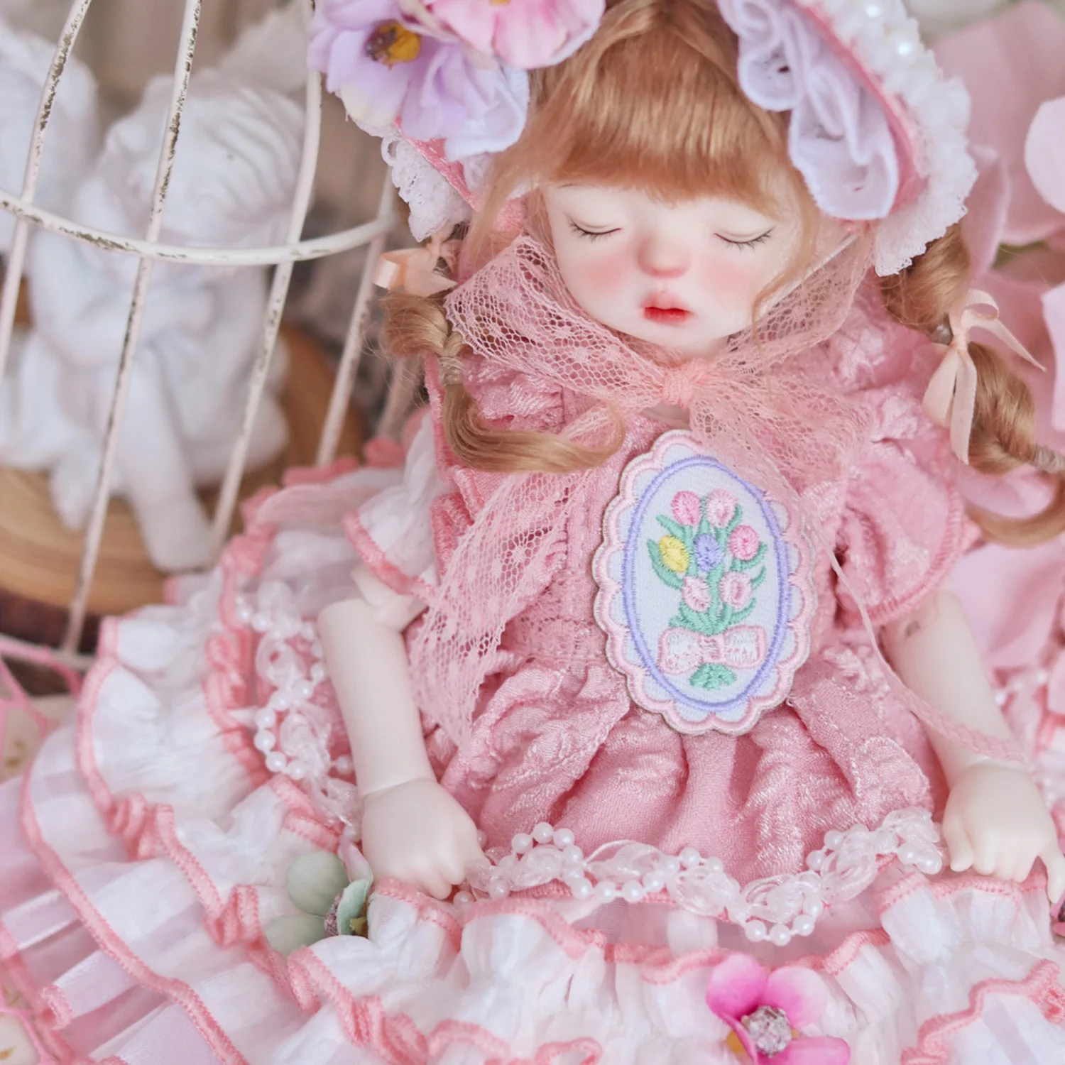 1/6 Vestiti BJD, Abito da bambola rosa "Rose Manor" Indumenti fatti a mano in stile pastorale Spedizione gratuita