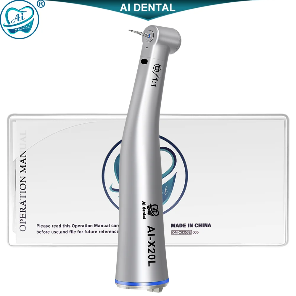 AI Dental Handpiece Polishing Tools 1:1 High Speed Burs Contra Angle Handpiece Connect Lab LED Micromotor With Optic AI-X20L