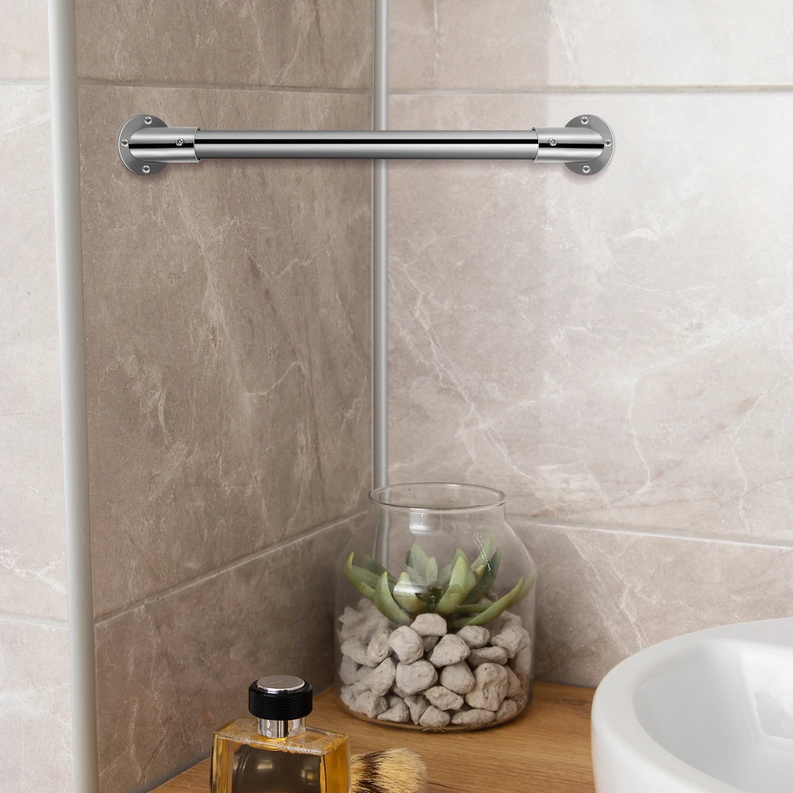 

2 Pcs Closet Bar Stand Metal Bracket U Shape Support Tringle Multiple Bath Curtain Rod Flanges Pole End Supports Brace