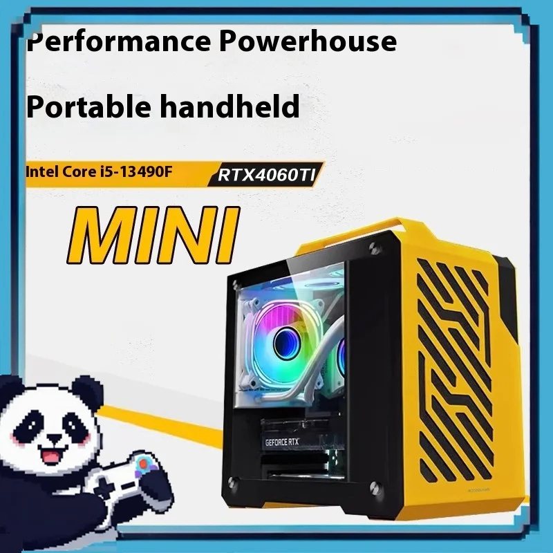 Mini Gaming Computer Host I5 Rtx5060 Diy Whole Machine Aluminum Element Handheld Portable Host Supports Wifi Bluetooth Desktop