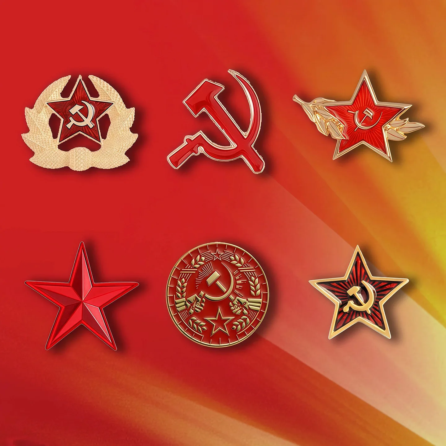 Patriotic Badge, Sickle Hammer, Personalized Brooch, Retro Backpack Decoration, Red Five-star Cultural Badge