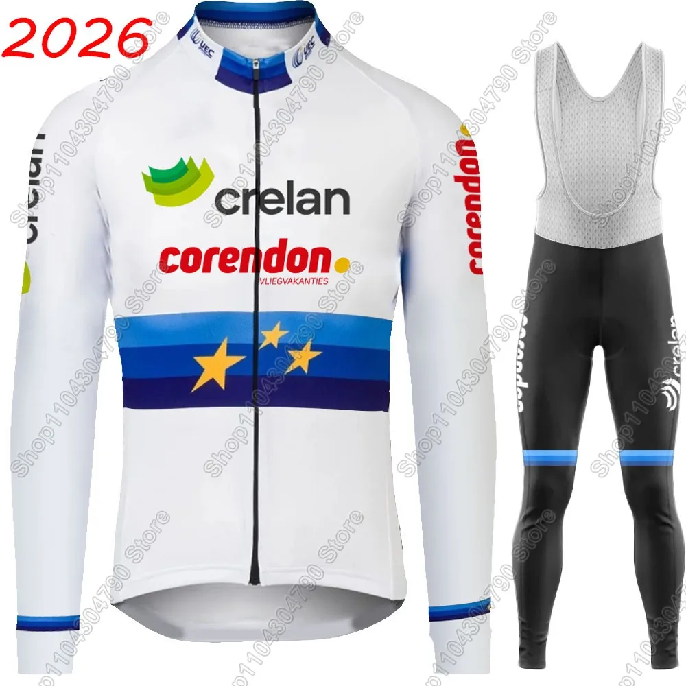 

2026 Crelan Corendon Team Cycling Jersey Set Cyclocross Clothing Suit European Long Sleeve MTB Bike Road Pants Bib Ropa Ciclismo