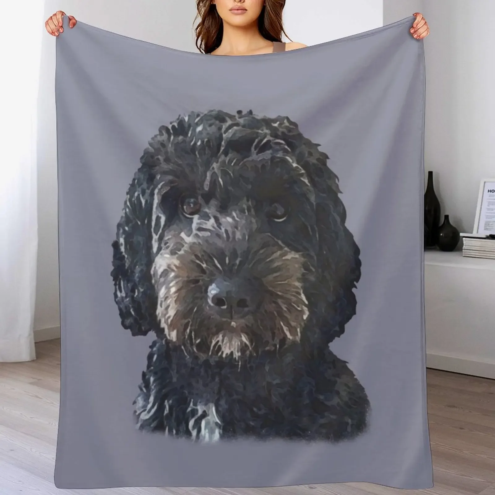 

Black Cockapoo / Doodle Dog Throw Blanket Shaggy Designers bed plaid Bed covers Blankets