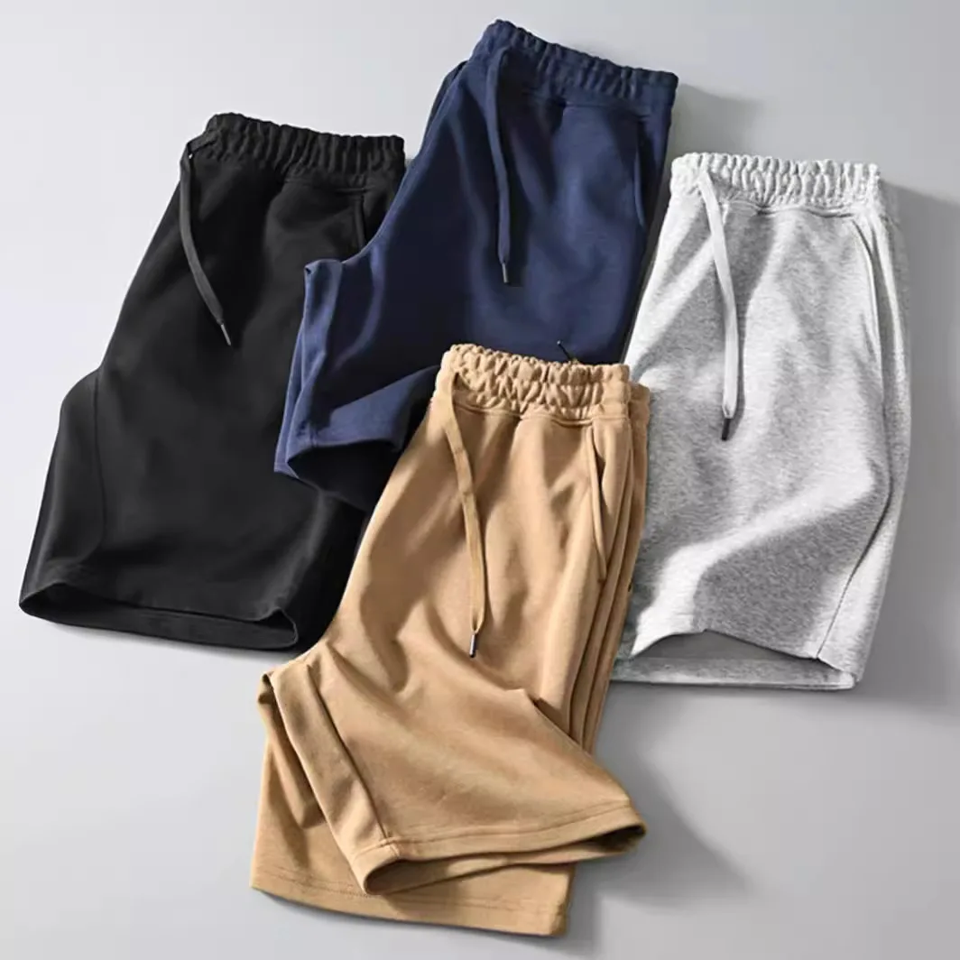 Straight Casual Shorts Men Clothing Summer New Korean Oversized Solid Color Simple Drawstring Baggy Male Sweatpants Shorts