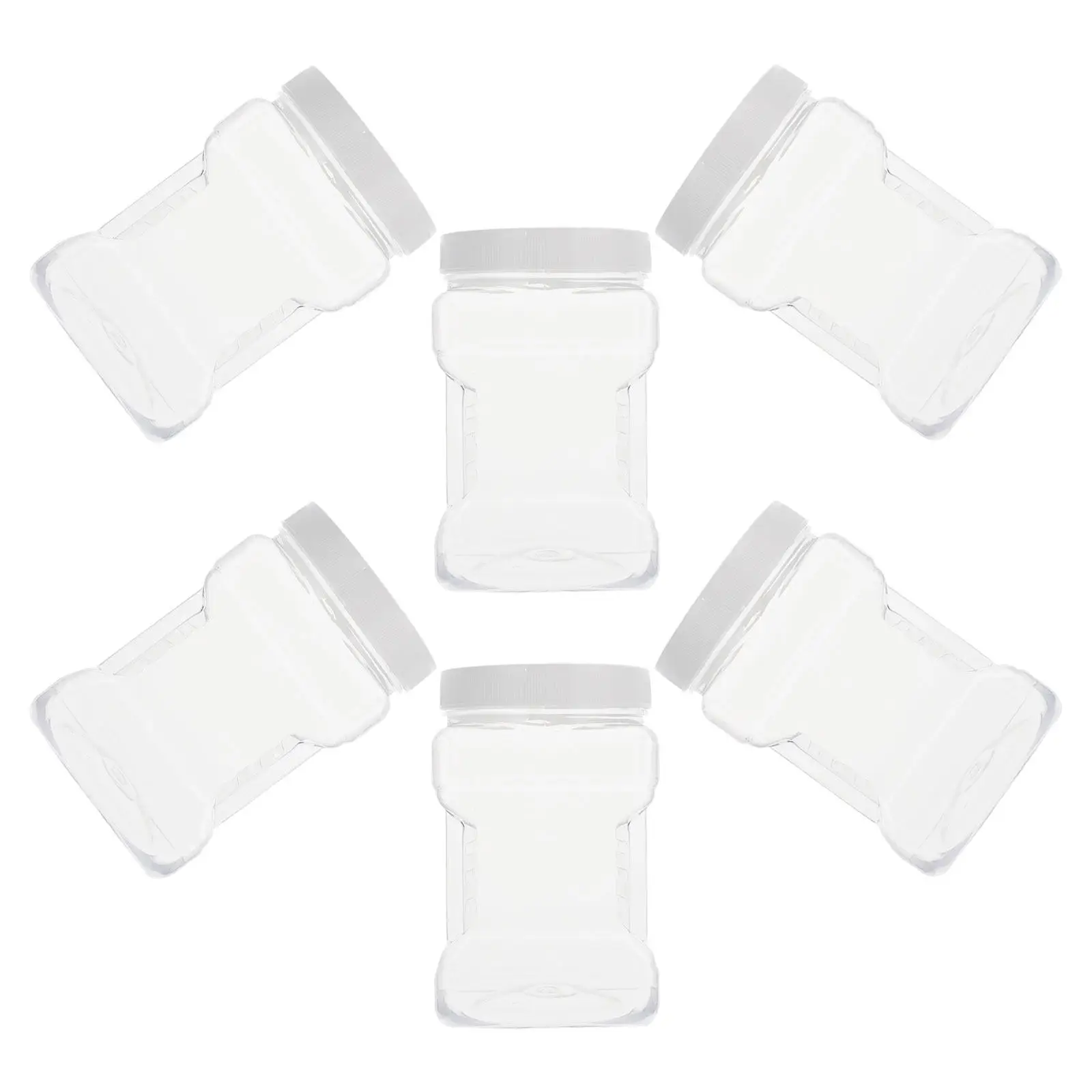 6Pcs Transparent Storage Jars Clear Square Plastic Containers Airtight Wide Mouth Kitchen Pantry Canisters for Dry Food Cookies