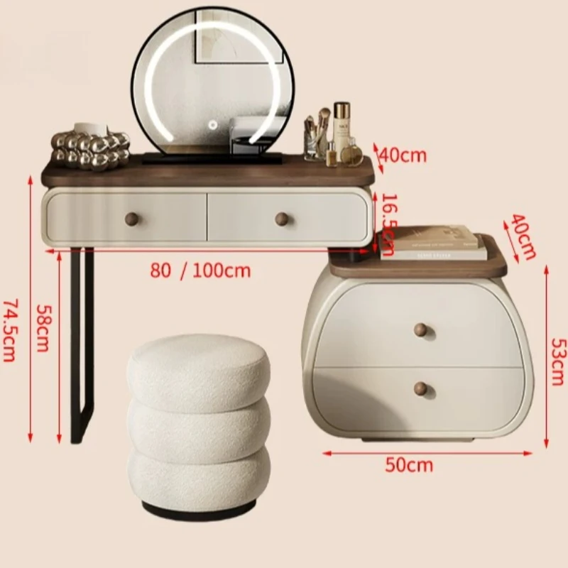 Wooden Small Dressing Table Cabinets Woman Partitions Storage Vanity Makeup Desk Stool Corner Schminktisch Furniture Home
