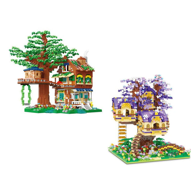 

Creative Architecture Micro Diamond Block Elf Tree House Building Brick Toy Figures Assemble Model Nanobricks For Kids Gifts