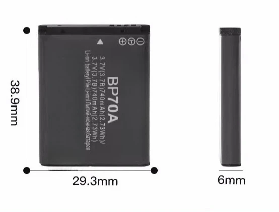 Battery for Samsung bp70a camera ES65/70 ST60/65 PL170/120 5X CCD