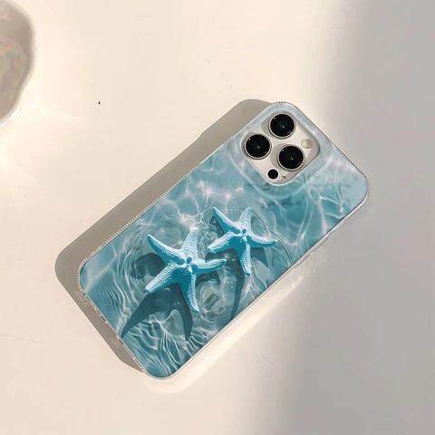 Чехол для телефона «Морская звезда» для iPhone 16, 15, 14, 13, 12, 11 Pro Max X Xs XR XSMax 7, 8 Plus SE 2020 2022, чехол с текстурой перьев