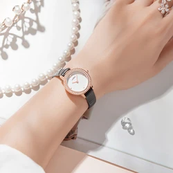 LIEBIG Fashion Women Leather Casual Watch Luxury Rhinestones Quartz Wristwatch Luxury Women's Watches Waterproof Watch For Women