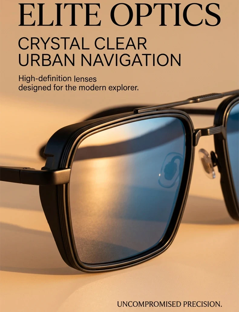 Men's Double Bridge Metal Frame Sunglasses Side Profile View
