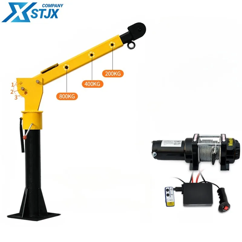 12V truck-mounted small crane small 24V 1 ton lifting cantilever crane