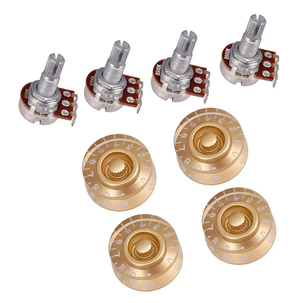 Guitar Volume Tone Speed Control Knobs with 500K Pots Acrylic Metal Build for LP Electric Replacement