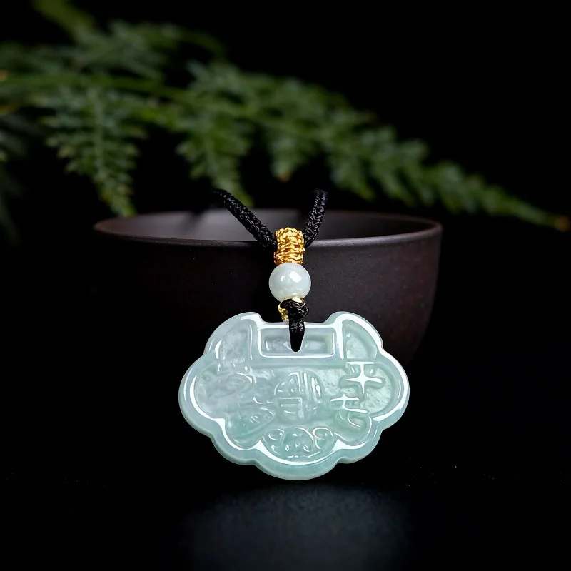 

Белый нефритовый кулон-оберег с замком безопасности, натуральный мьянманский изумруд, жадеитовое ожерелье, дизайнерское роскошное украшение, талисман на удачу, подарок для женщин