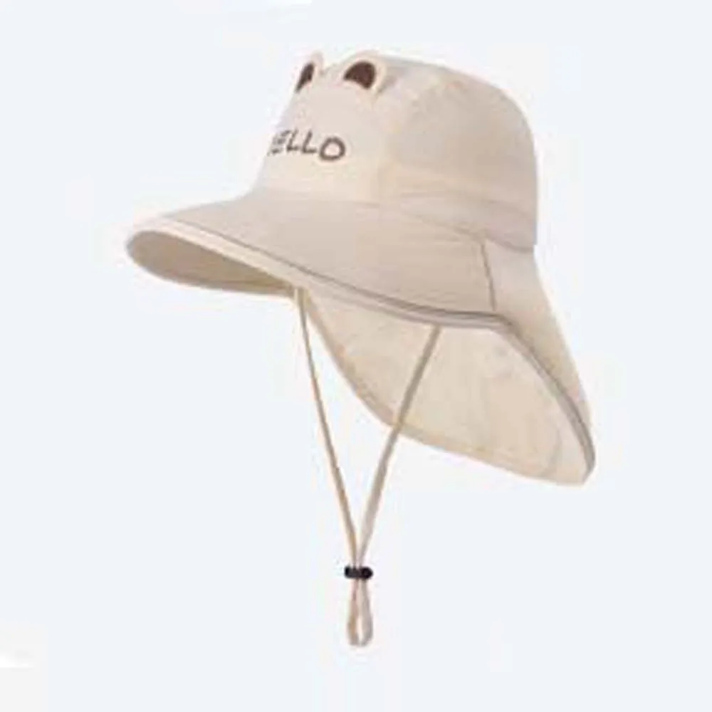 Breathable Capybara Fisherman Hat Windproof Rope Wide-Brimmed Shawl Neck Protecting Cap Lightweight Adjustable