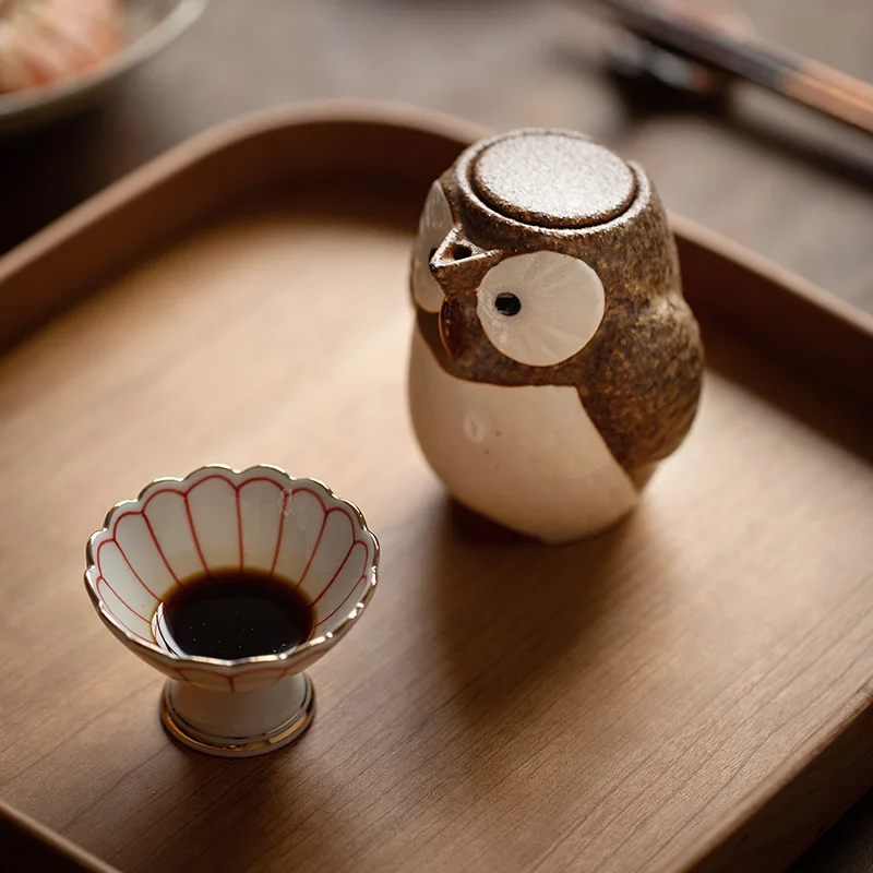 Cute Cartoon Owl Shape Soy Sauce Bottle Creative Unique Spice Jar Household Ceramic Retro Kitchen Utensils Seasoning Organizer