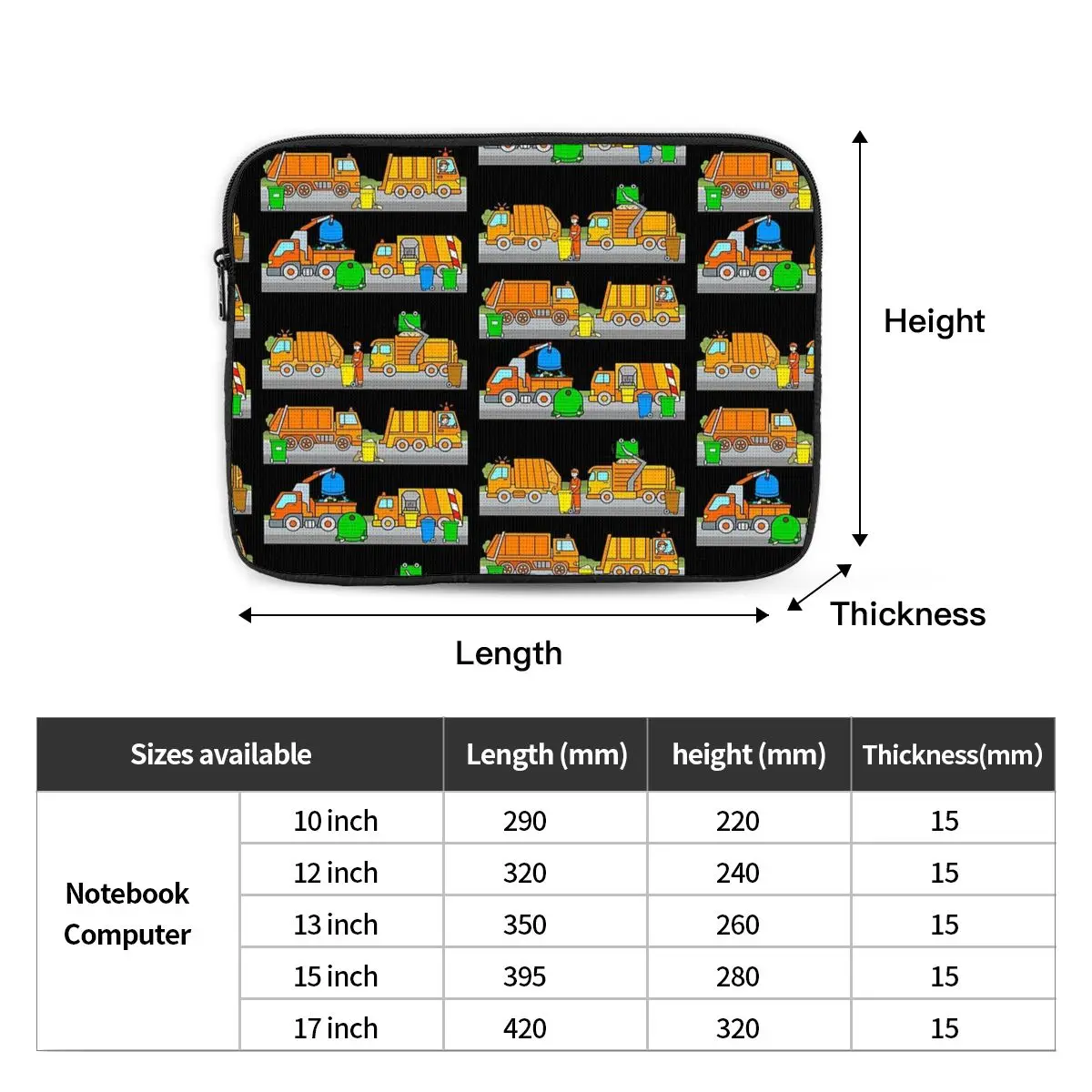 Trashtrucks Rubbish Collection Vehicles Notebook Laptop Bag  10 12 13 15 17 Inch For Macbook Air Pro Tablet Shockproof Case Bag