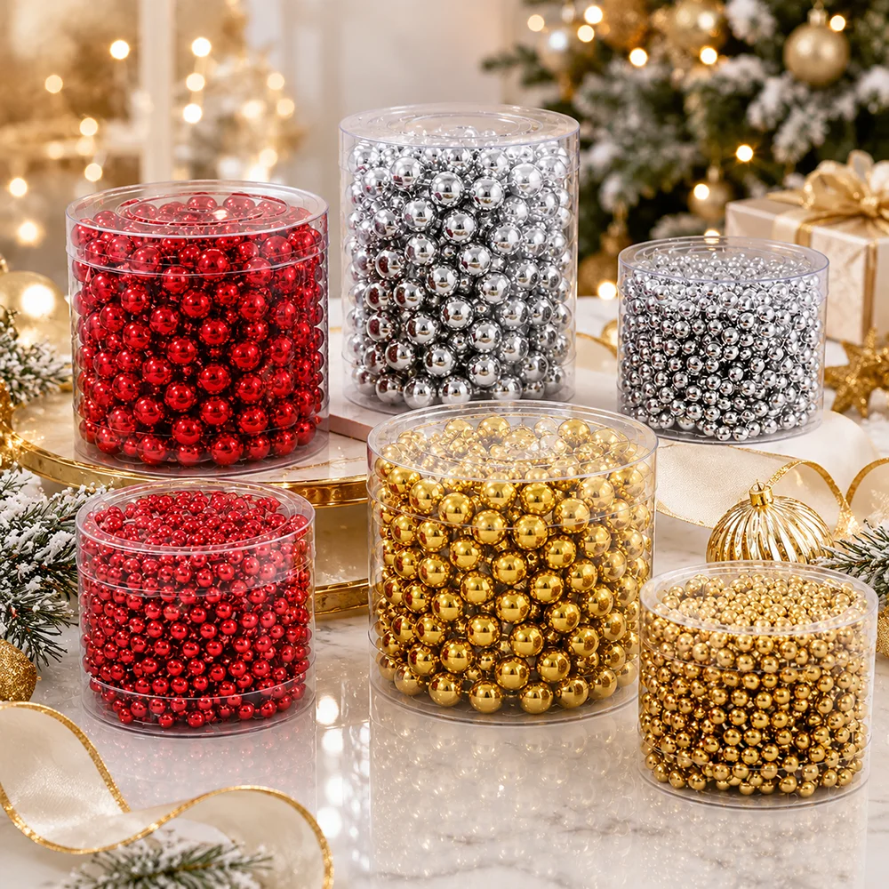 iYOE 5M 5mm Pearl Beaded Garland for Christmas Tree Plastic Artificial Pearl Chain for DIY Wedding Party Holiday Xmas Tree Decor