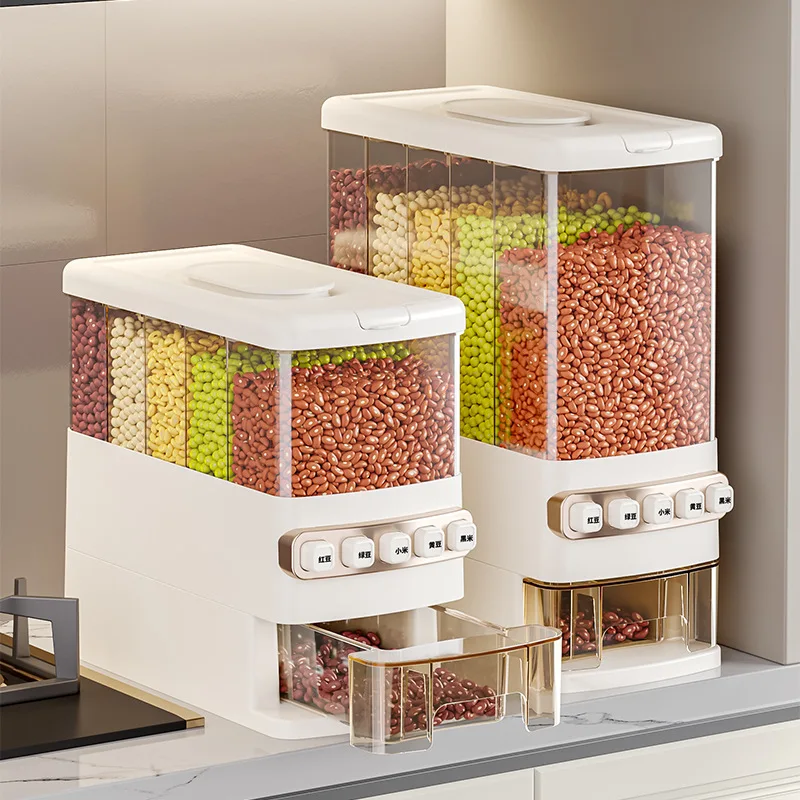 

Household Food-grade Moisture-proof Sealed Compartment-divided Storage Box for Grains and Cereals, 7.5KG Rice Jar