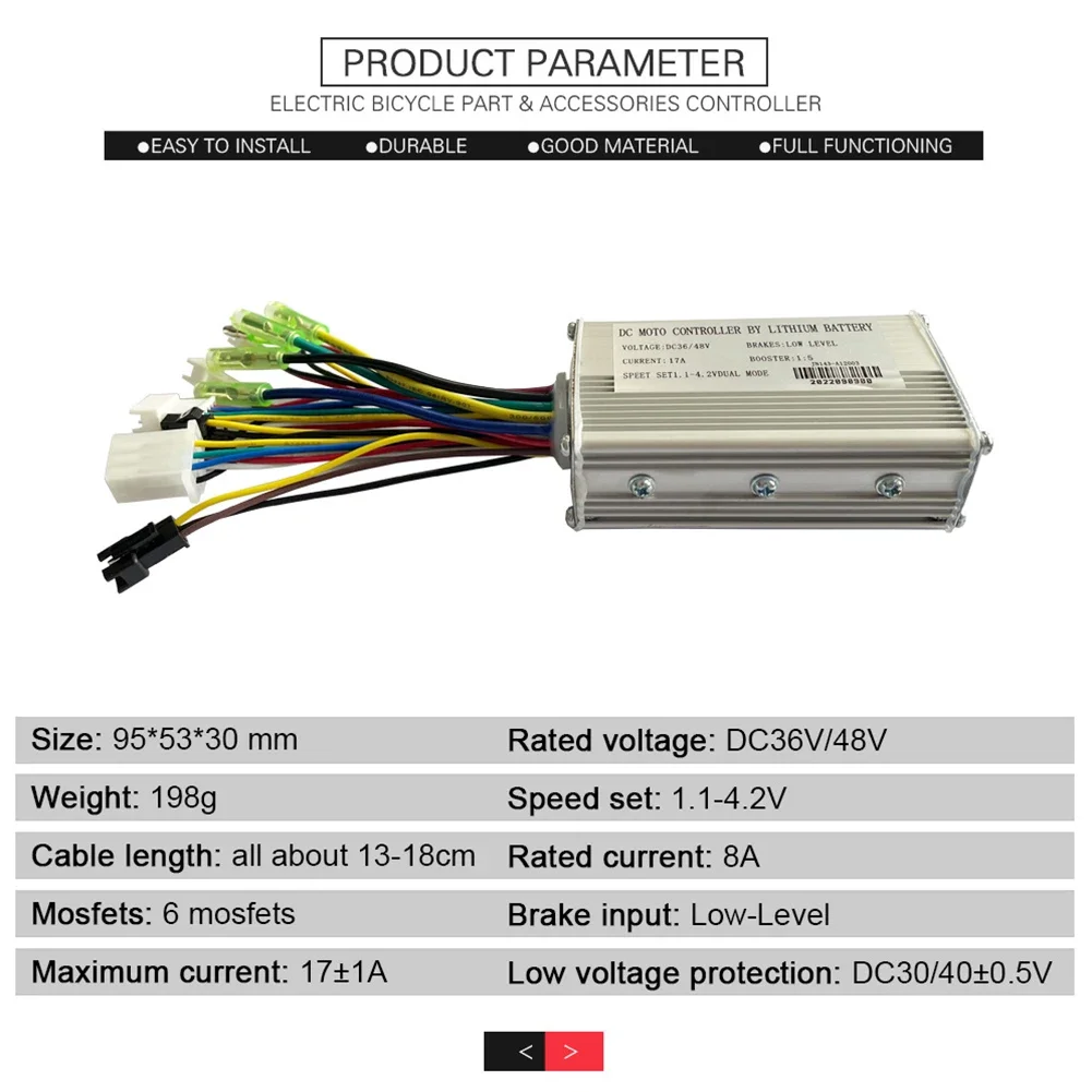 250-350W Controller Ebike Controller luci spina Controller onda sinusoidale 17A 350W 36V/48V JN Controller parte bici