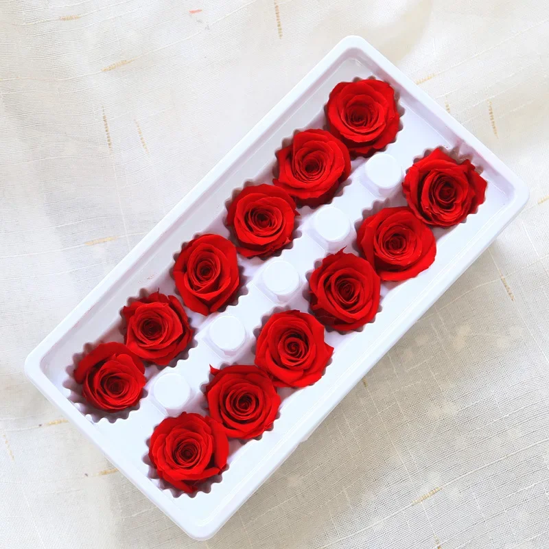 12Pcs B Grade 3-4Cm Preserved Flowers Immortal Roses Wedding Party Mother'S Day Gift Diy Immortal Flower Material Gift Box