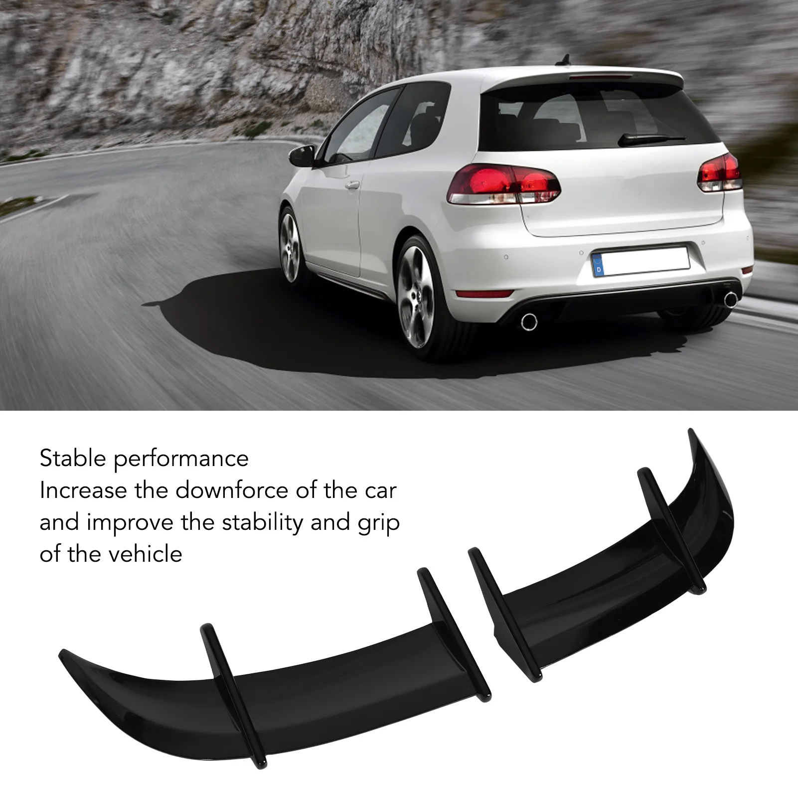 2PCS Car Rear Trunk Spoiler AK Style Wind Pressure Reduction Tail Spoiler Lid Wing Fit for VW Golf MK6 Models