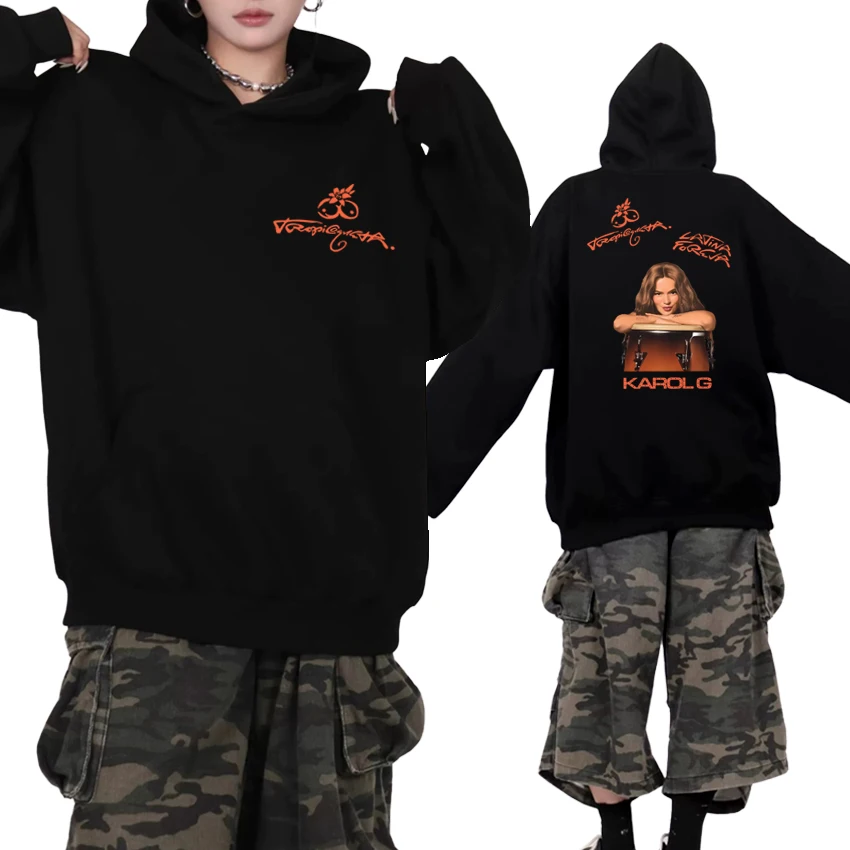

Singer Karol G Tropicoqueta Album Double Sided printed Hoodies Autumn Winter Unisex fashion Sweatshirt Men women Fleece pullover