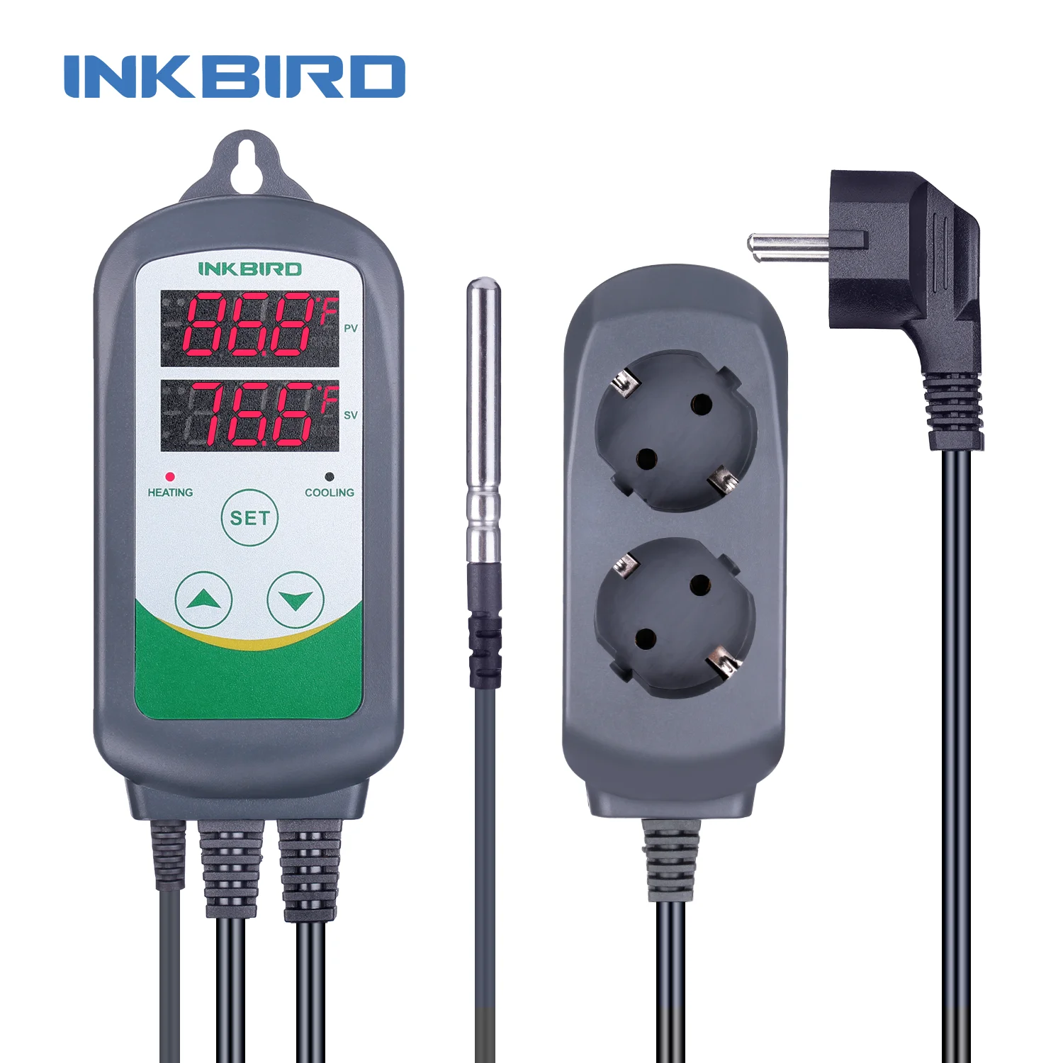 INKBIRD ITC-308 Themostat Controller Dual Outlet Heating Cooling  Digital Temperature Controller with NTC Tempeature Sensor