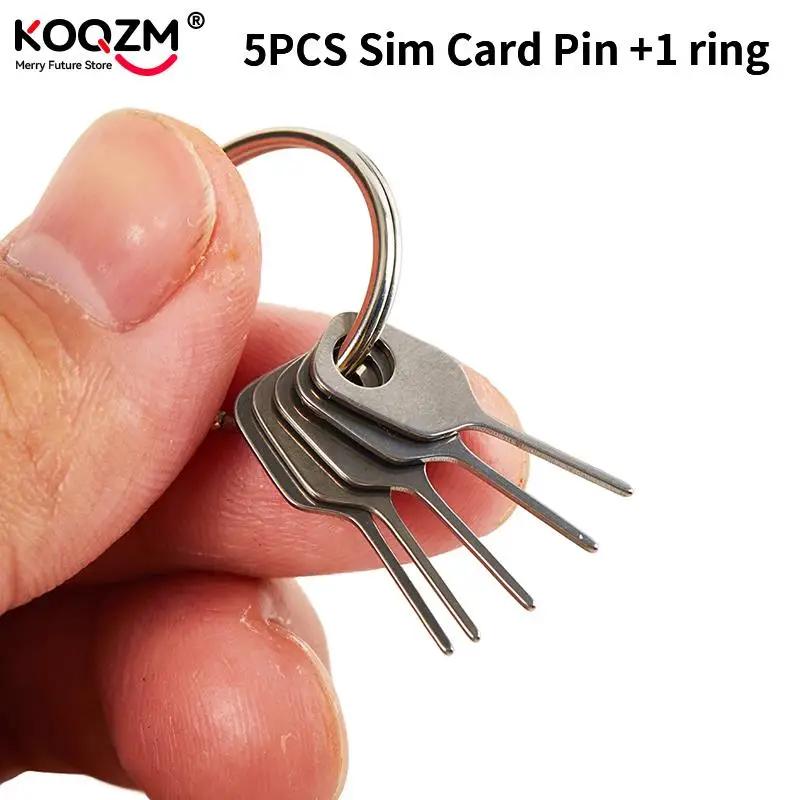 Anti-perdido Sim Card Removal Needle, Sim Card Pin, 1 Ring Key Tool, Telefone Ejetando Pin, SIM Card Tray Ejection, Chaveiro, 5pcs