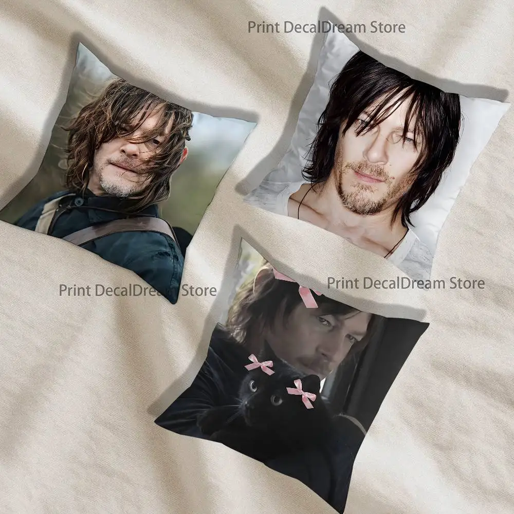 

Norman Reedus W-Walking D-Dead Pillow Case For Sofa Decor Car Office Room Printing Cushion Cover Decorations and Protector