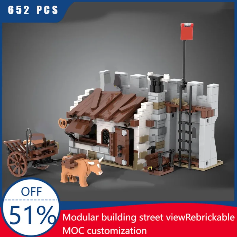 

625, детали, серия средневекового замка, пекарня, строительные блоки, ретро-архитектура, модель, дисплей, игрушки для детей, сборка, рождественские подарки