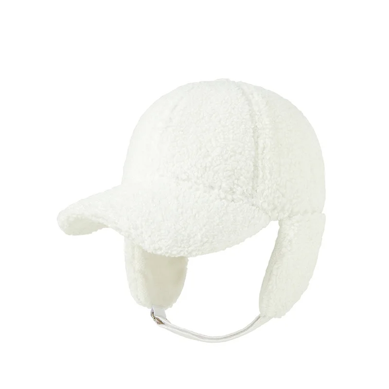 Gorra de béisbol de lana de cordero para hombre y mujer, gorro cálido de talla grande con protección para las orejas, a prueba de frío, de felpa, con lengua de pato, novedad de 2023