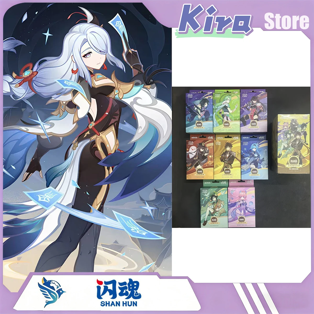 SHININGSOUL Genshin Impact Genius Invokation TCG : Pack de pré-assemblage de cartes de combat de deuxième phase, cartes de collection, jouets liés au jeu