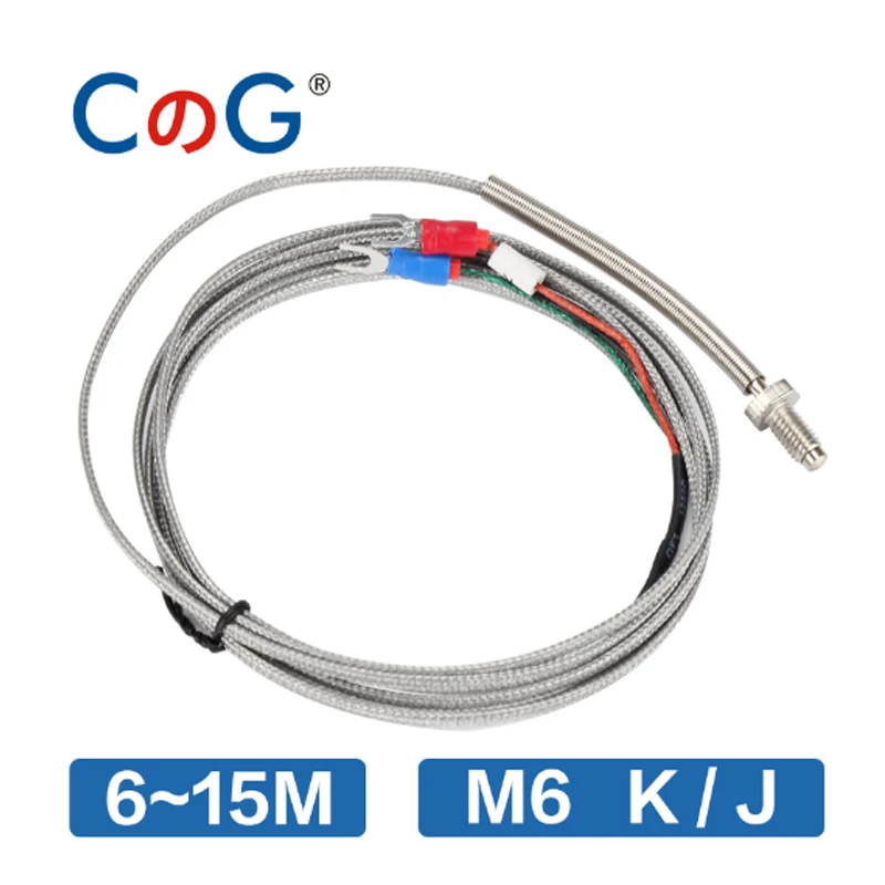 sensor de temperatura com cabo termopar cg embutido m6 k tipo j com 6m 8m 10m 15m para controlador de temperatura industrial 01