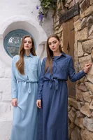 AS  SS26 Lyocell light Denim pinstripe wrap shirt + dress matching set fashionable vitality women's outfit - Image 3