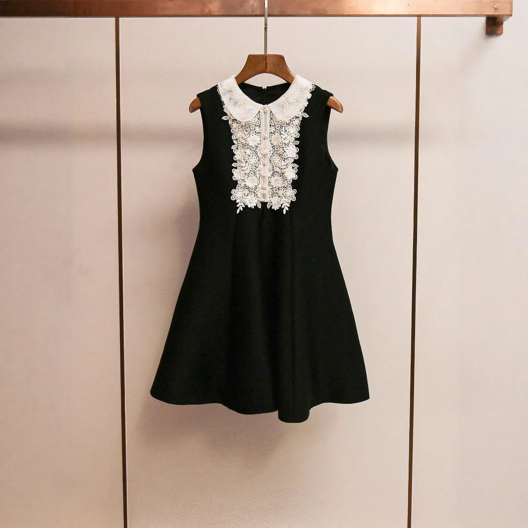 

MaSande: Новая летняя женская майка-жилет в стиле Хепберн с кружевным воротником, модная, элегантная, однотонная