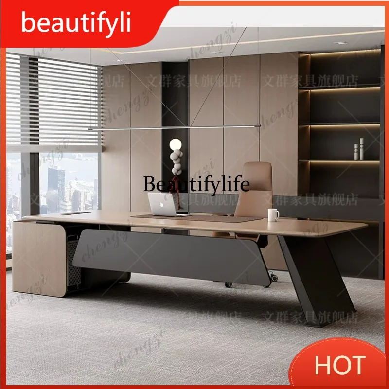 A139 Office boss desk light luxury high sense large desk simple modern president desk and chairs