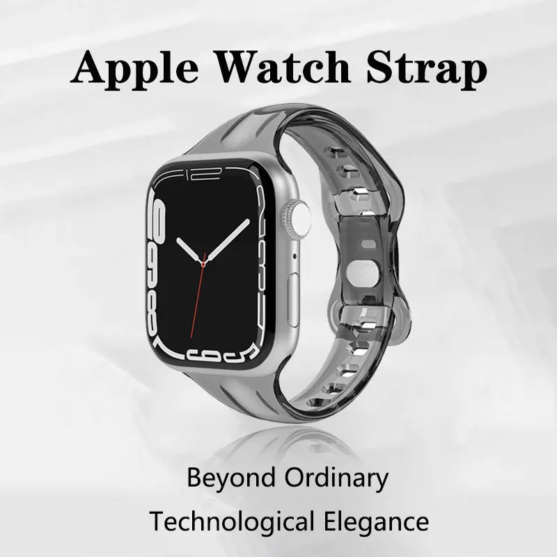 For Apple Watch Band 41mm 40mm 45mm 44mm Transparent Clear Slim Soft Silicone Strap For iWatch Ultra2 49mm Series 9/8/7/6/SE/5/4