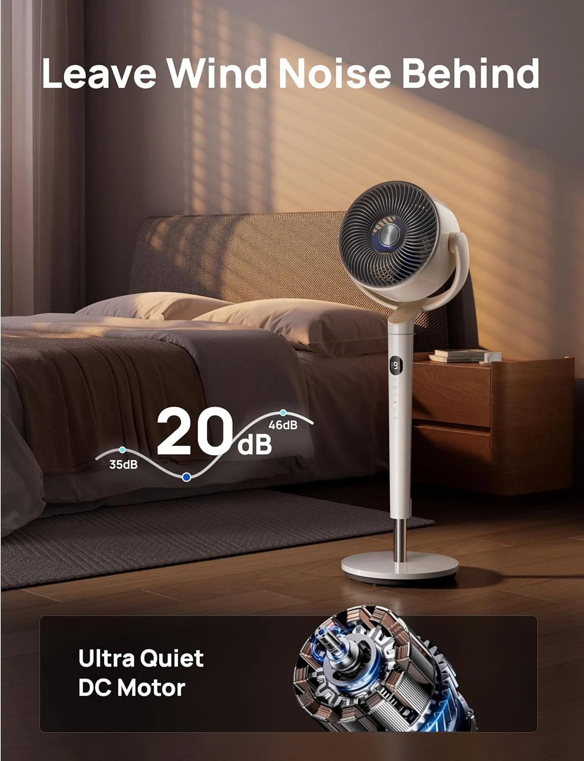 

Smart Fan for Bedroom, 120° +120° Omni-Directional Oscillating Fans, 90ft Quiet Pedestal Fan with RGB Light, 9 Speeds,Hot Sale