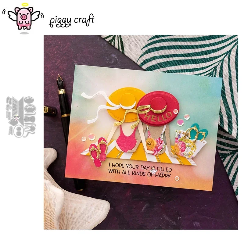 

Piggy Craft metal cutting dies cut die mold Beach holiday decoration Scrapbook paper craft knife mould blade punch stencils dies