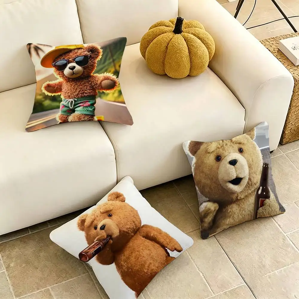 

Movie Cute Ted Bear-R Square Double-Sided printed Pillow Case Bedroom Bedside Pillow Sofa Cushion Cover Gift